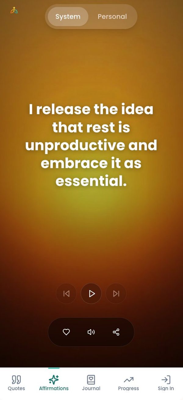 Everlift affirmation screen